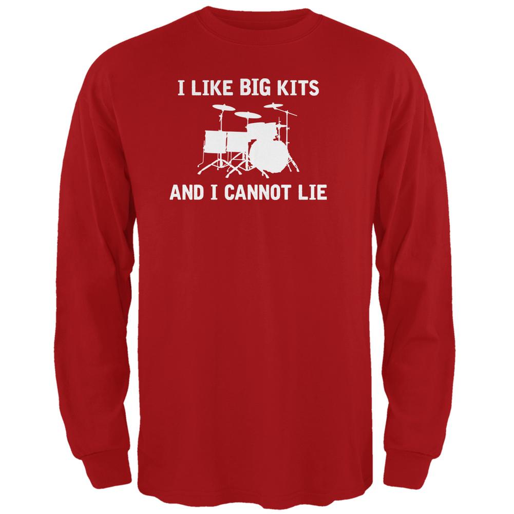 I Like Big Kits And I Cannot Lie Red Adult Long Sleeve T-Shirt Men's Long Sleeves Music 2XL Red 