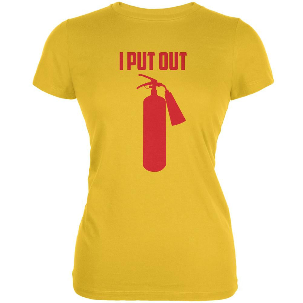 I Put Out Fire Extinguisher Bright Yellow Juniors Soft T-Shirt Juniors T-Shirts Old Glory 2XL Yellow 