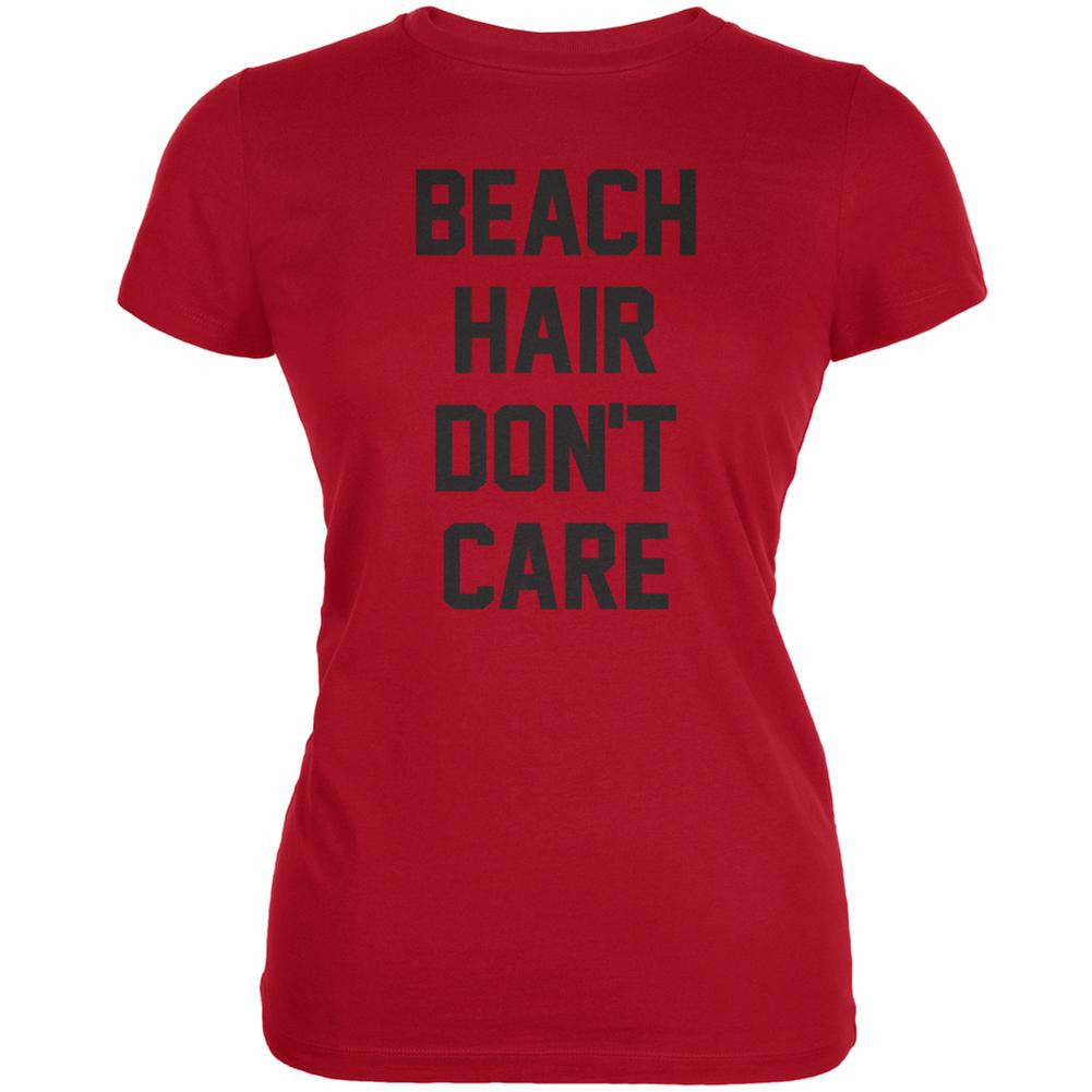 Beach Hair Don't Care Red Juniors Soft T-Shirt Juniors T-Shirts Old Glory 2XL Red 