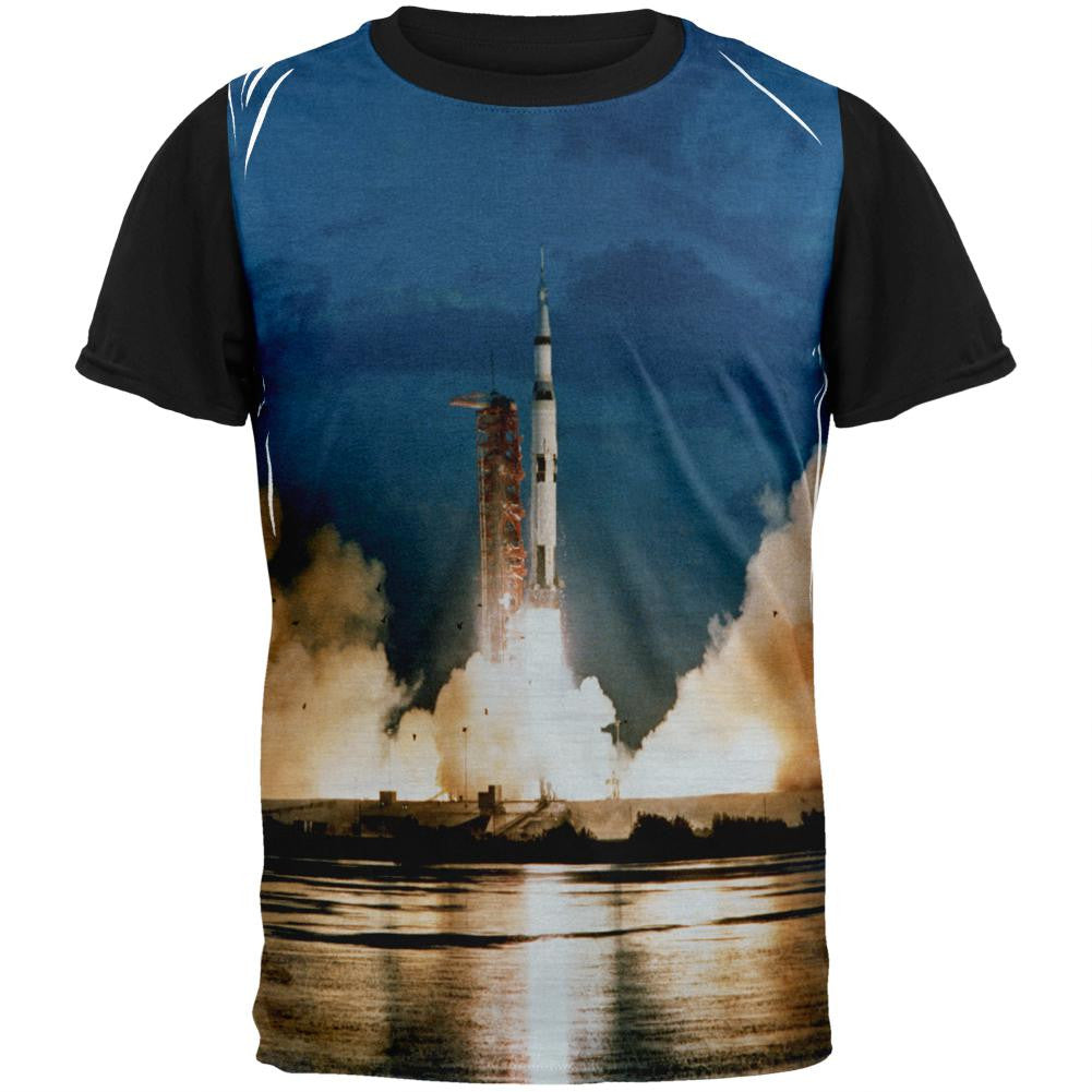 Apollo 4 Rocket Launch Adult Black Back T-Shirt Men's T-Shirts Old Glory SM Multi 