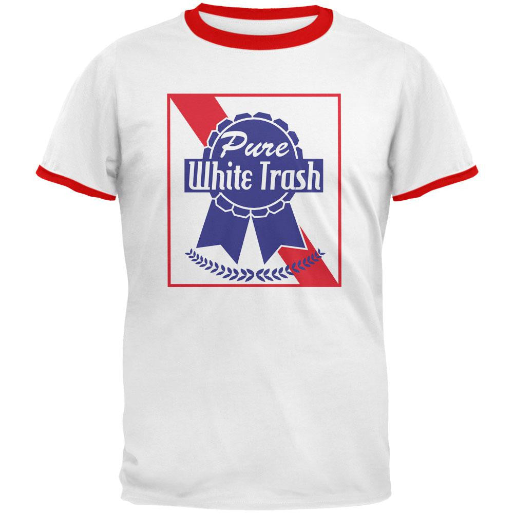 Pure White Trash White/Red Men's Ringer T-Shirt Men's T-Shirts Old Glory LG Multi 