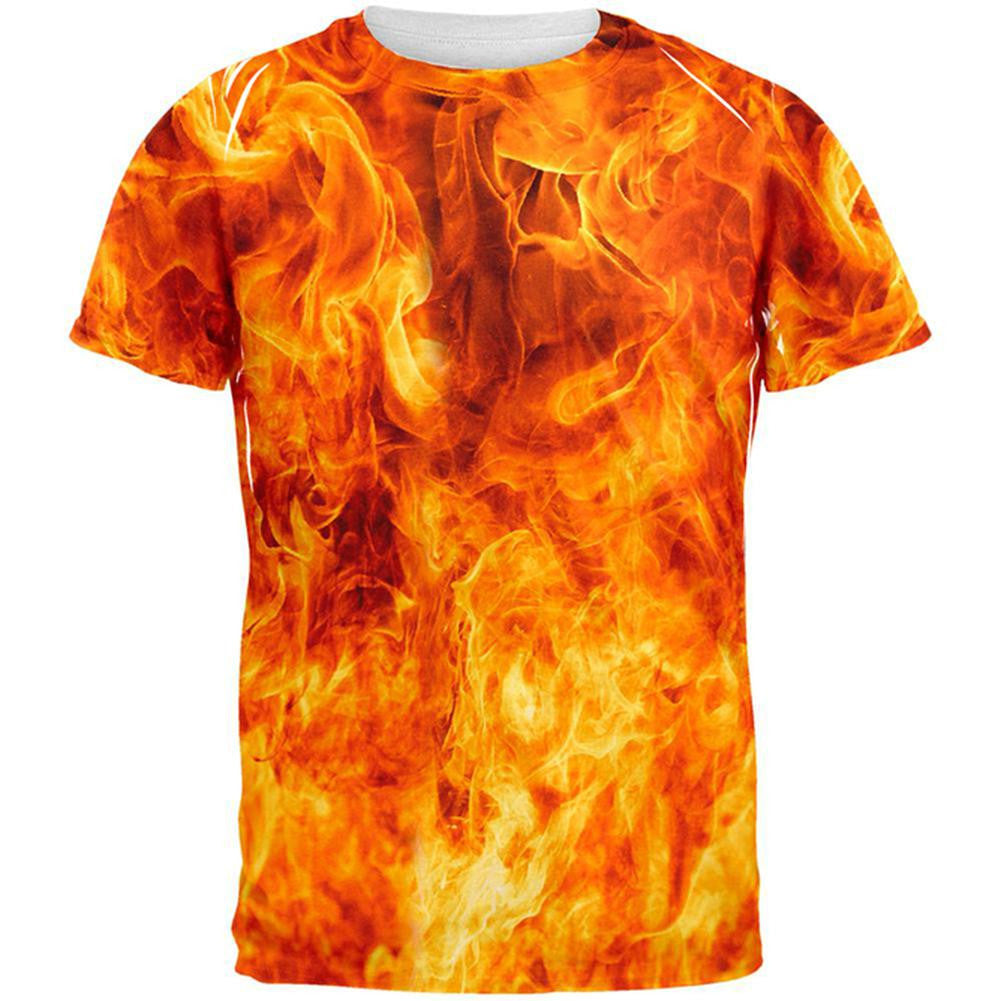 Flames All Over Adult T-Shirt Men's T-Shirts Old Glory SM  