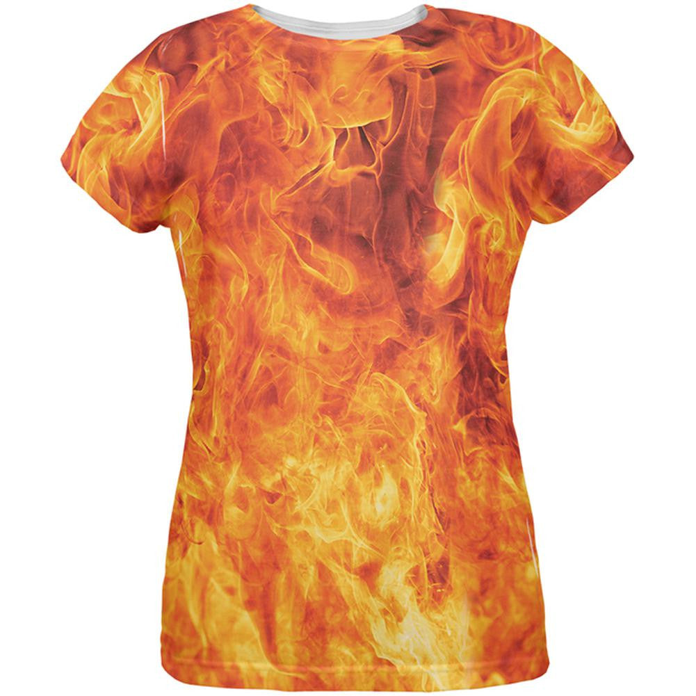 Flames All Over Womens T-Shirt Women's T-Shirts Old Glory 2XL Multi 