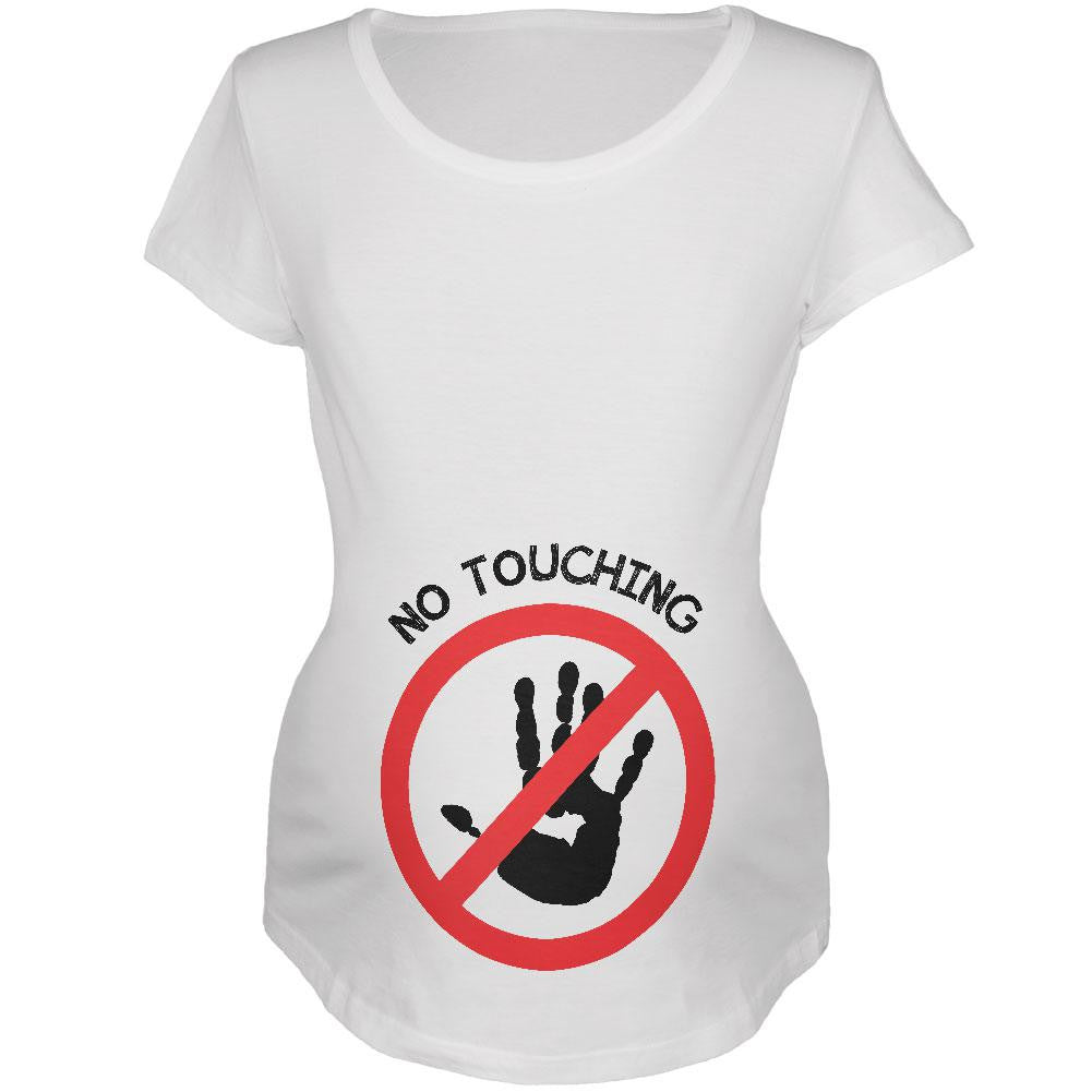 NO TOUCHING White Maternity Soft T-Shirt Maternity T-Shirts Old Glory 2XL White 