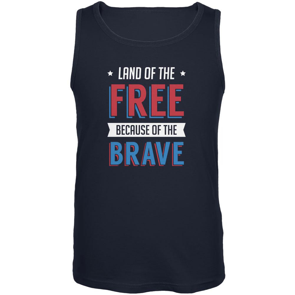 Memorial Day Land of Free Because of Brave Navy Adult Tank Top Men's Tank Tops Old Glory 2XL Blue 