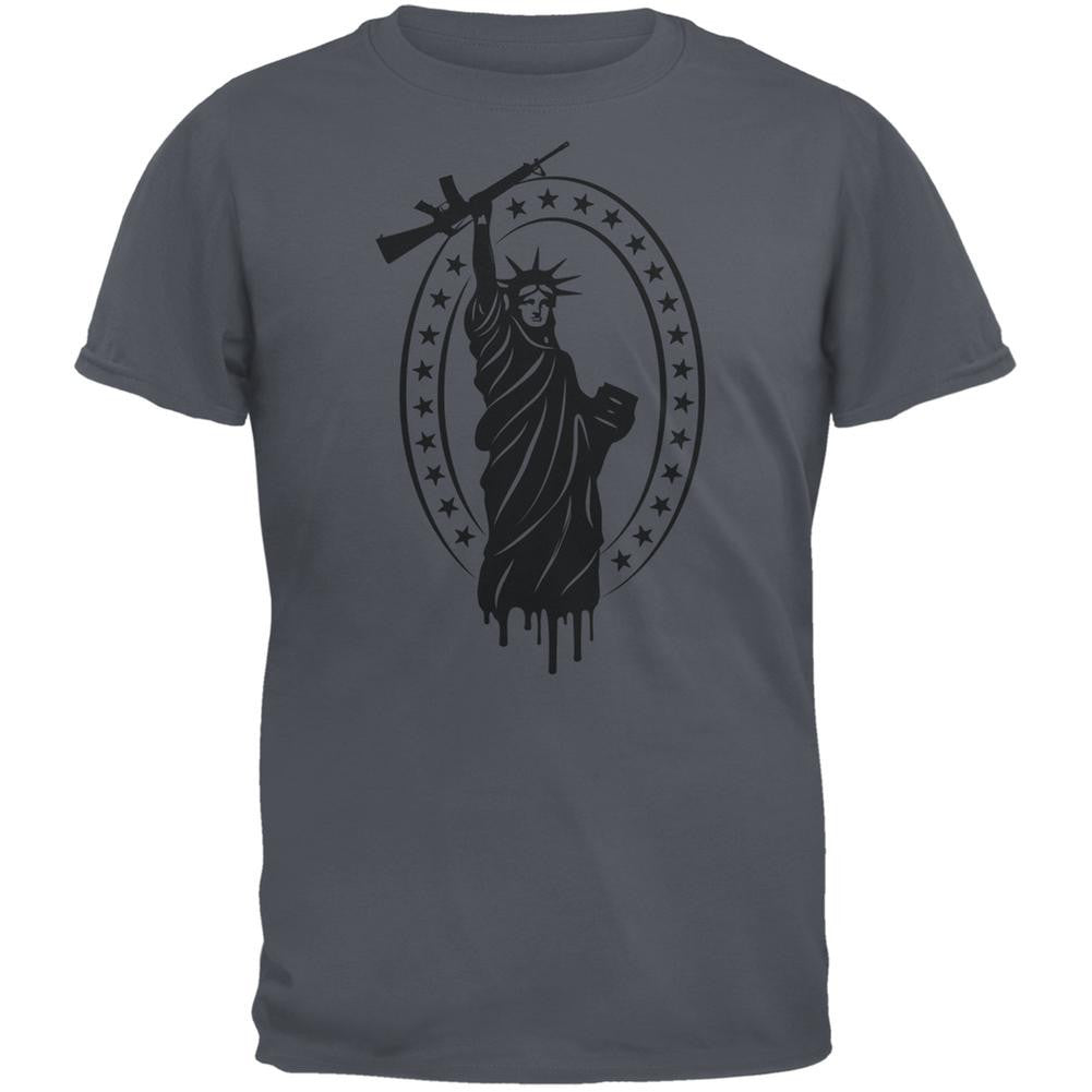 Second Amendment AR15 Statue Of Liberty Charcoal Grey Adult T-Shirt Men's T-Shirts Old Glory 2XL Grey 