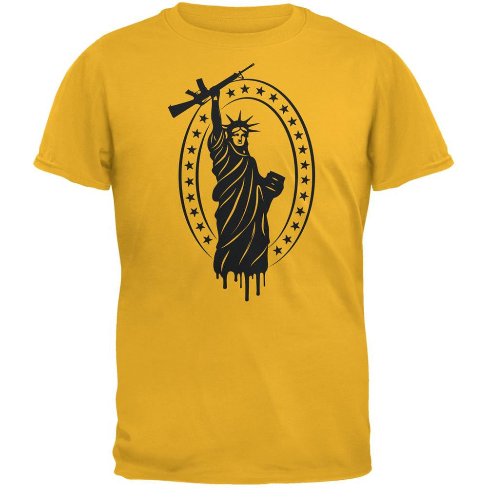 Second Amendment AR15 Statue Of Liberty Gold Adult T-Shirt Men's T-Shirts Old Glory 2XL Yellow 