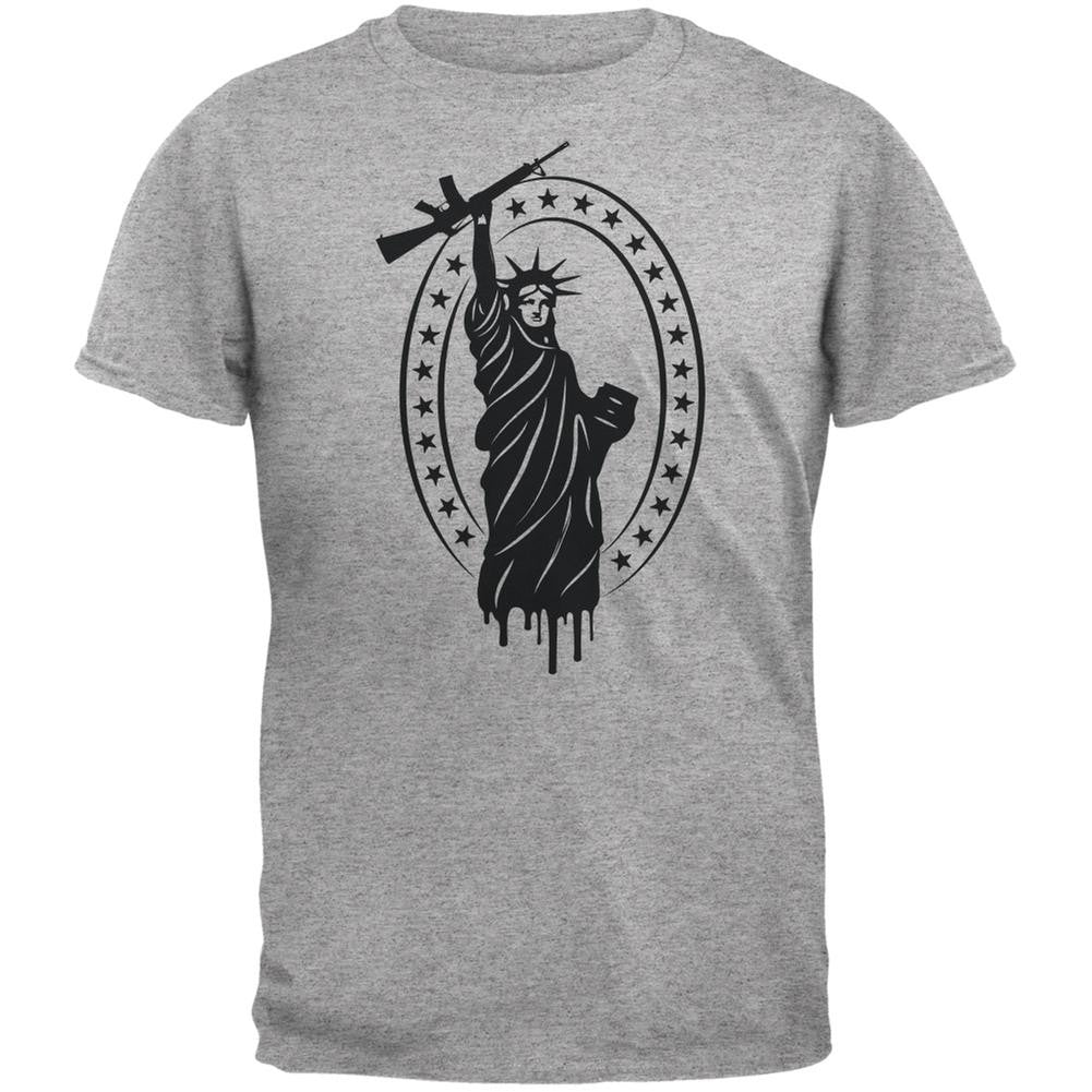 Second Amendment AR15 Statue Of Liberty Heather Grey Adult T-Shirt Men's T-Shirts Old Glory 2XL Grey 