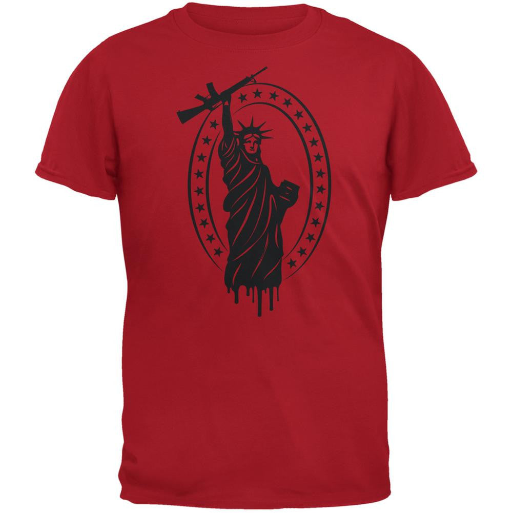 Second Amendment AR15 Statue Of Liberty Red Adult T-Shirt Men's T-Shirts Old Glory 2XL Red 