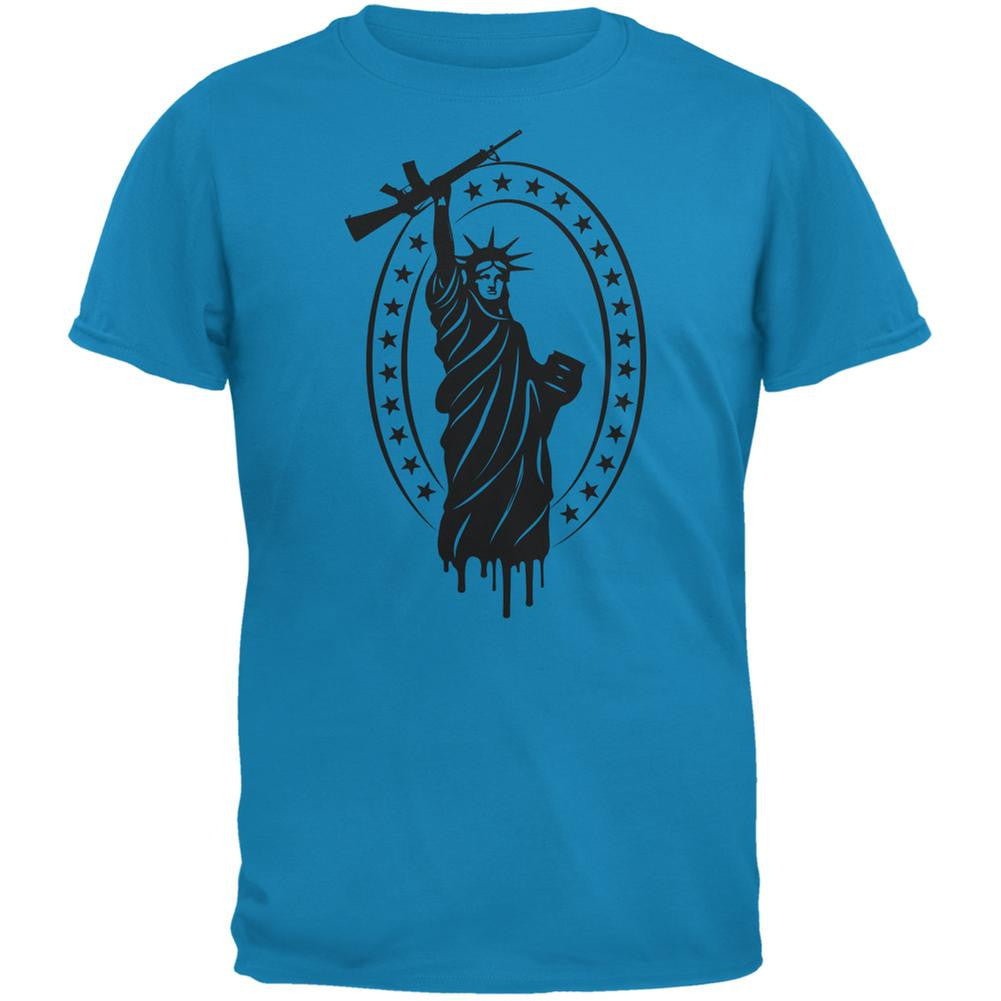 Second Amendment AR15 Statue Of Liberty Sapphire Blue Adult T-Shirt Men's T-Shirts Old Glory 2XL Blue 