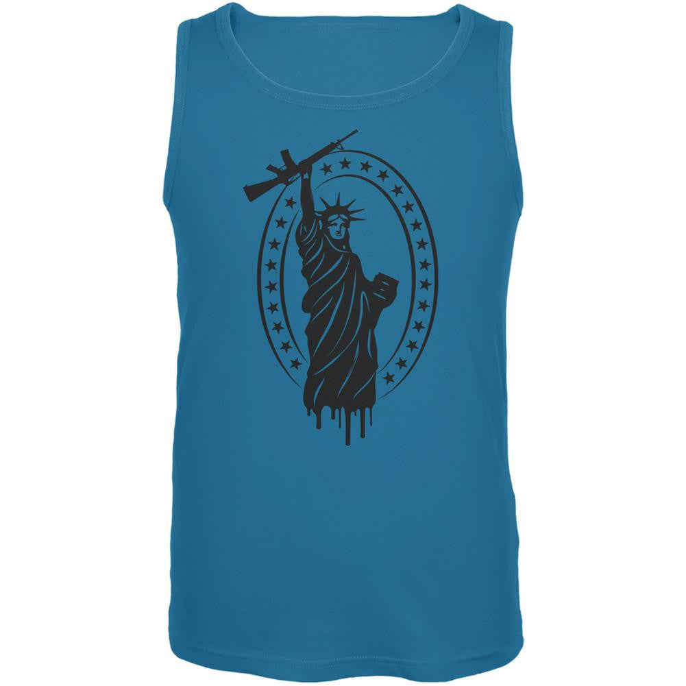 Second Amendment AR15 Statue Of Liberty Turquoise Adult Tank Top Men's Tank Tops Old Glory LG Blue 