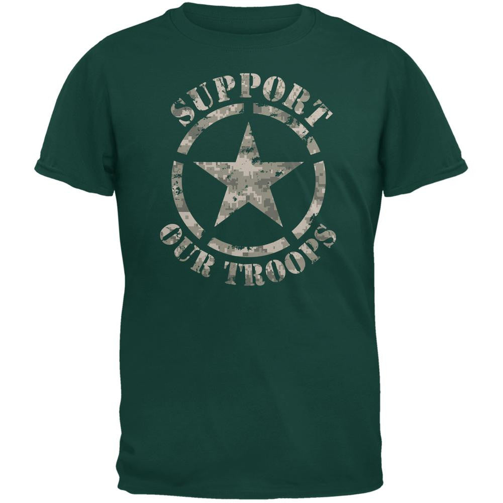 Support Our Troops Camo Star Forest Green Adult T-Shirt Men's T-Shirts Old Glory 2XL Green 