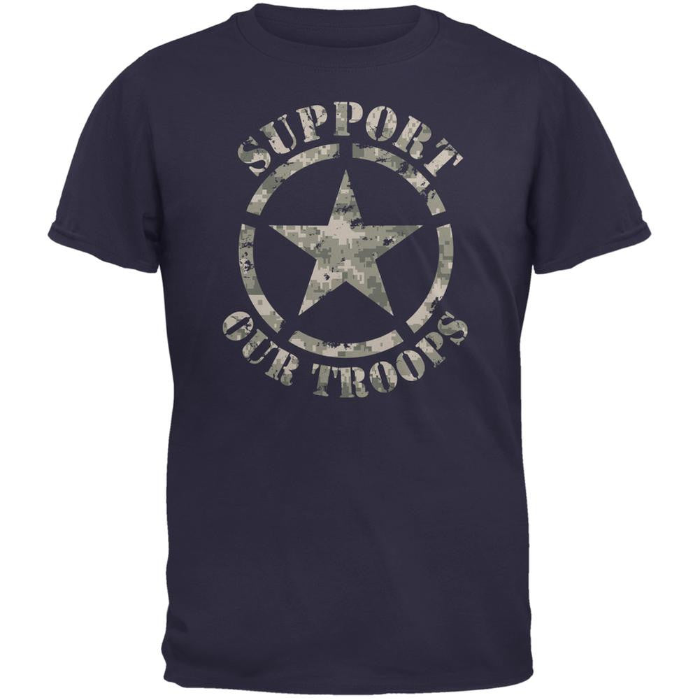 Support Our Troops Camo Star Navy Adult T-Shirt Men's T-Shirts Old Glory 2XL Blue 