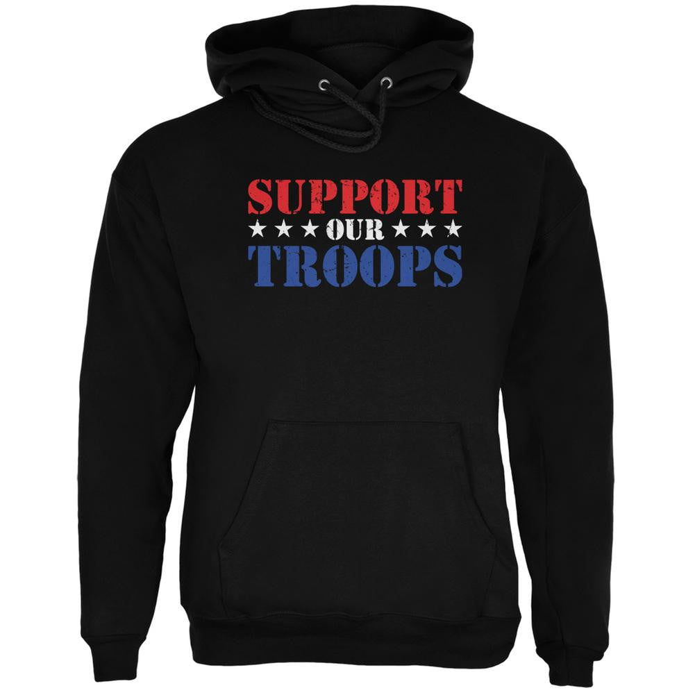 Support Our Troops Red White & Blue Stars Black Adult Hoodie Men's Hoodies Old Glory 2XL Black 