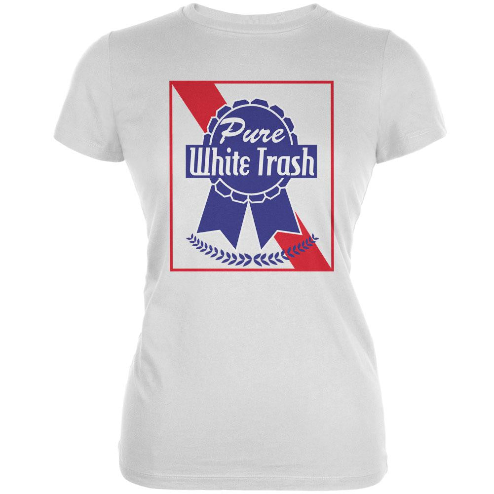 Pure White Trash White Juniors Soft T-Shirt Juniors T-Shirts Old Glory 2XL White 