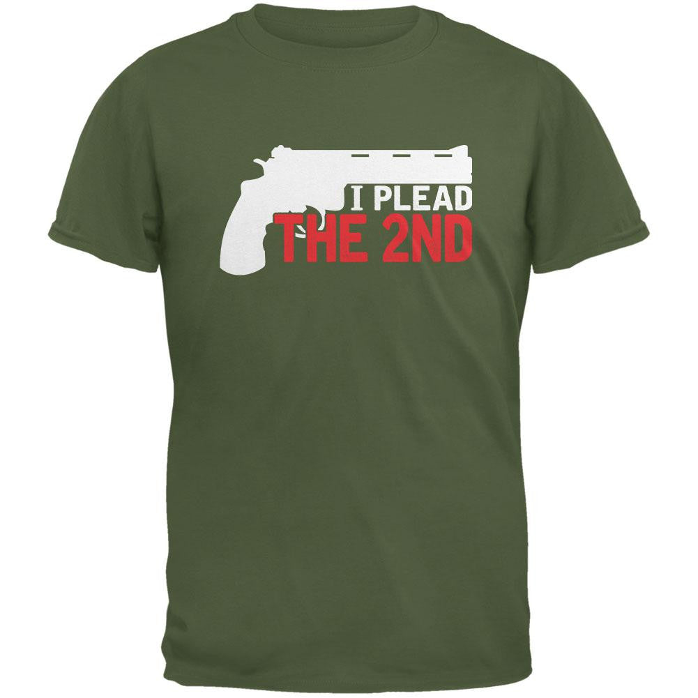 I Plead The 2nd Military Green Adult T-Shirt Men's T-Shirts Old Glory 2XL Grey 