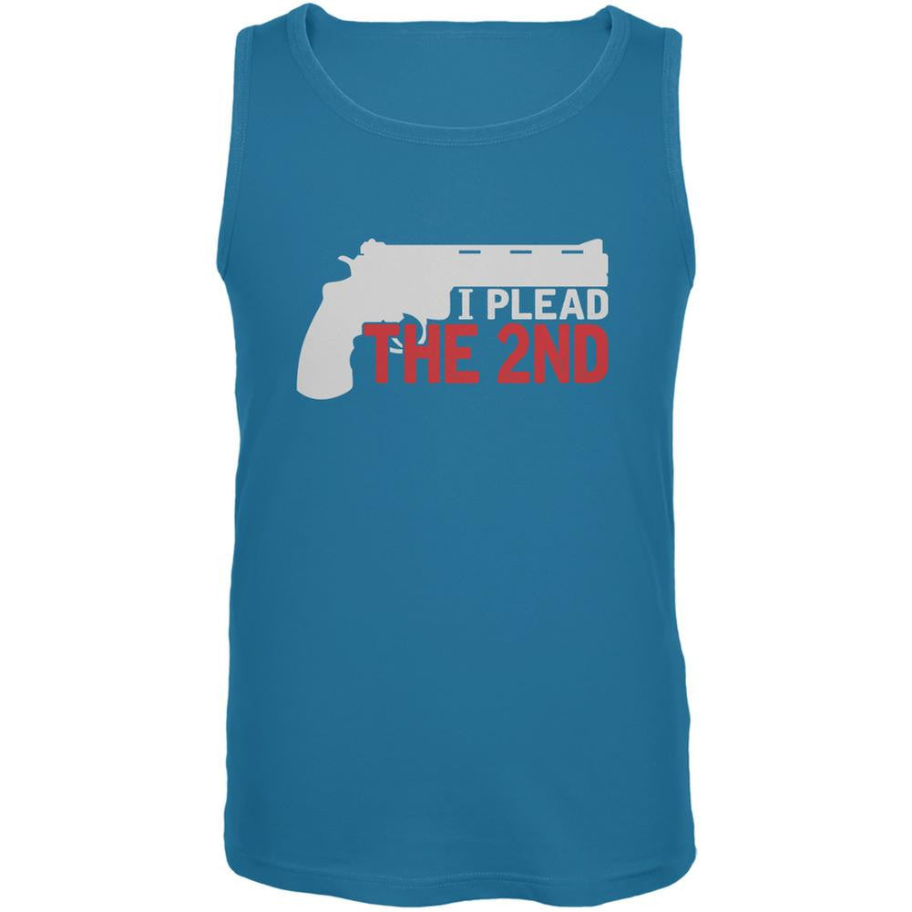 I Plead The 2nd Turquoise Adult Tank Top Men's Tank Tops Old Glory 2X Blue 