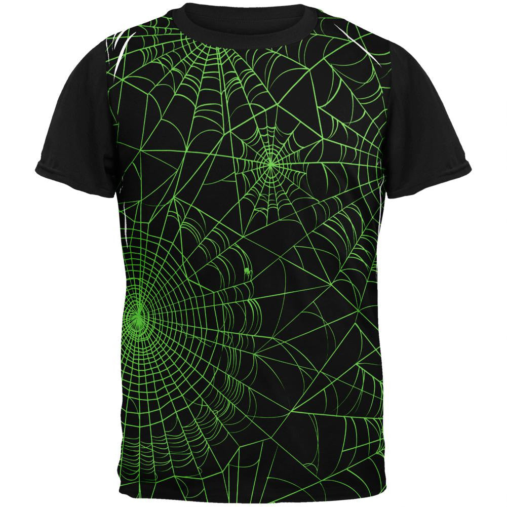 Halloween Spider Webs Adult Black Back T-Shirt Men's T-Shirts Old Glory SM Multi 