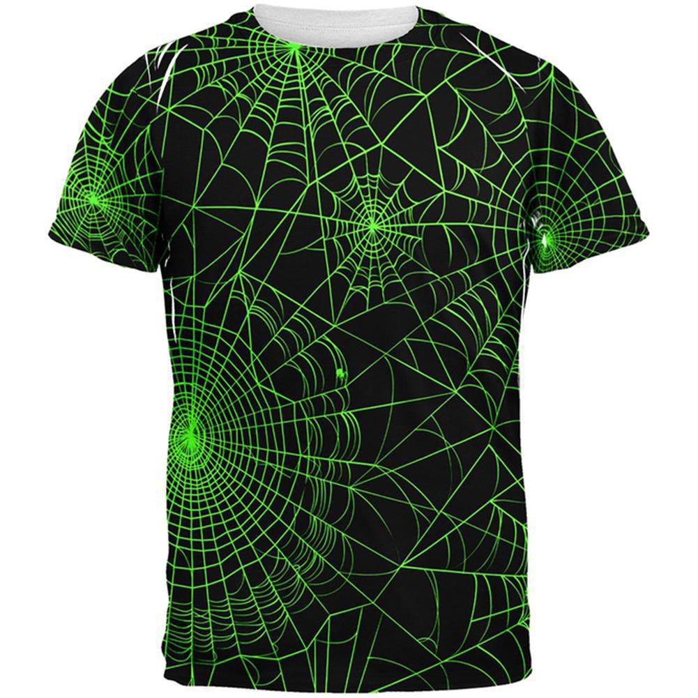 Halloween Spider Webs All Over Adult T-Shirt Men's T-Shirts Old Glory 2XL Multi 