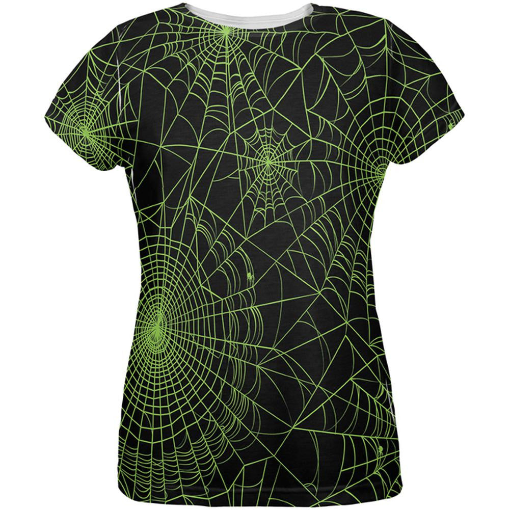 Halloween Spider Webs All Over Womens T-Shirt Women's T-Shirts Old Glory 2XL Multi 