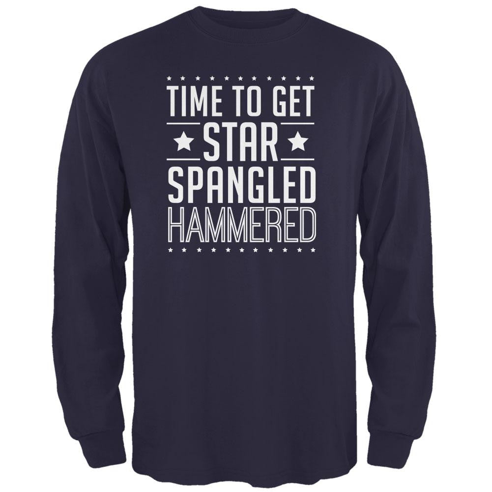 Time to get Star Spangled Hammered Royal Adult Long Sleeve T-Shirt Men's Long Sleeves Old Glory   