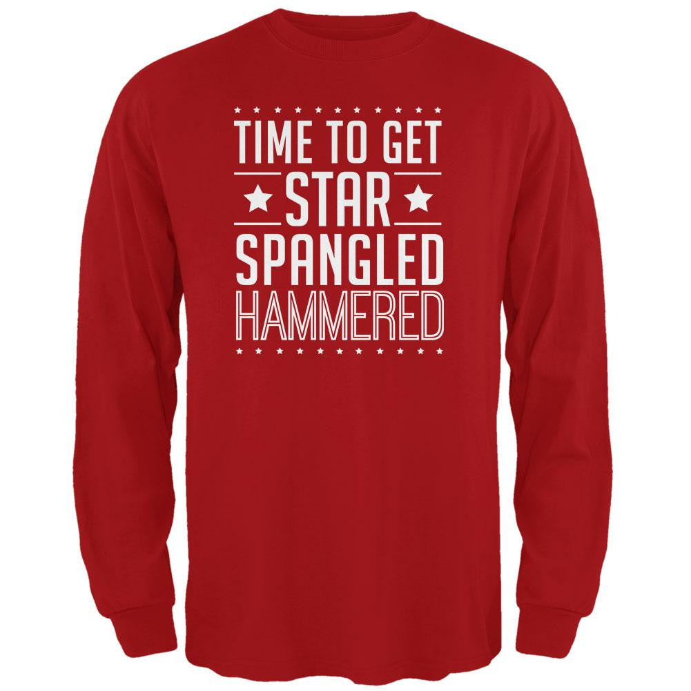 Time to get Star Spangled Hammered Navy Adult Long Sleeve T-Shirt Men's Long Sleeves Old Glory   