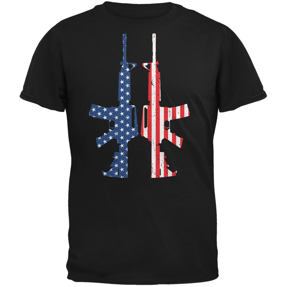 Stars And Stripes AR15  Black Adult T-Shirt Men's T-Shirts Old Glory 2XL Black 