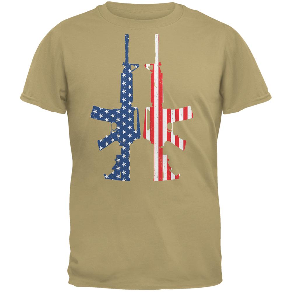 Stars And Stripes AR15  Tan Adult T-Shirt Men's T-Shirts Old Glory 2XL Beige 