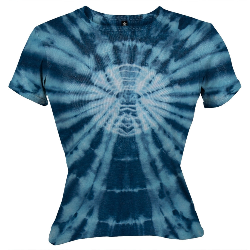 Blue Circle Burst - Juniors Babydoll T-Shirt Juniors Babydolls Tie-Dye MD Multi 