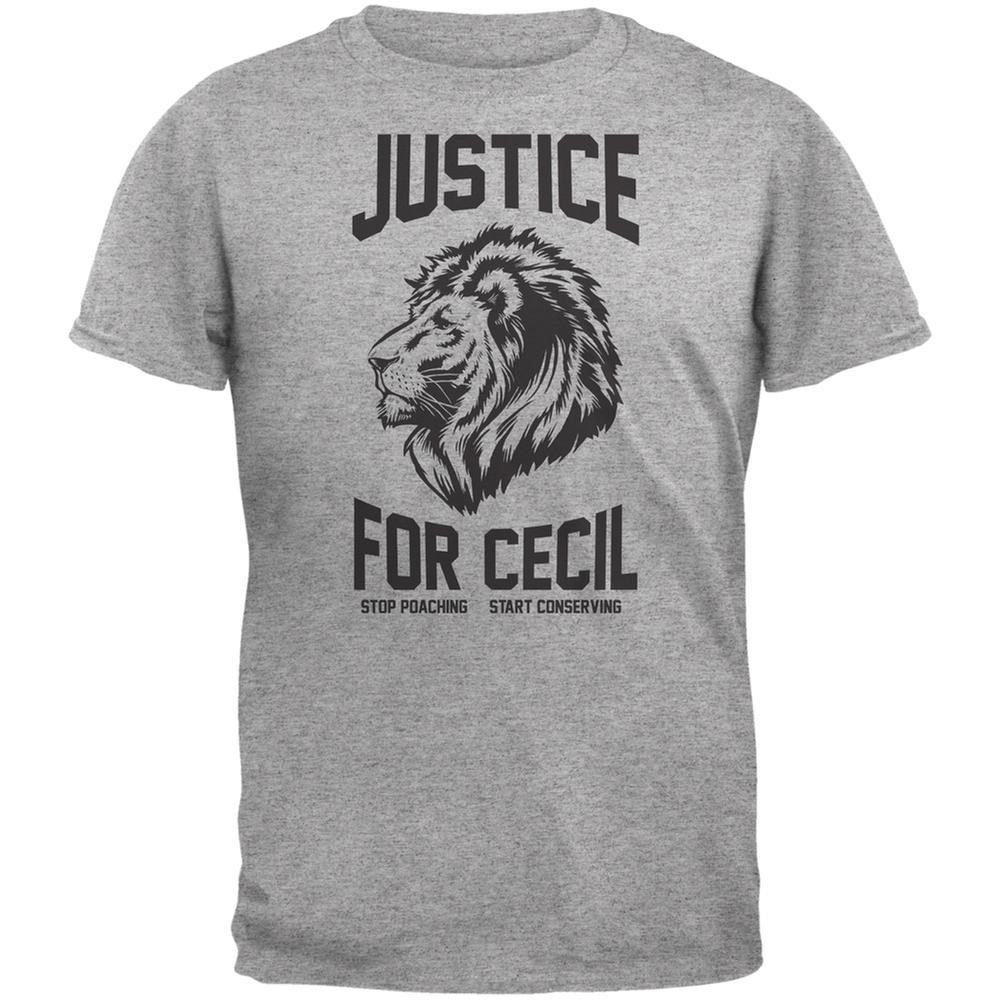 Justice for Cecil Heather Grey Adult T-Shirt Men's T-Shirts Old Glory 2XL Grey 