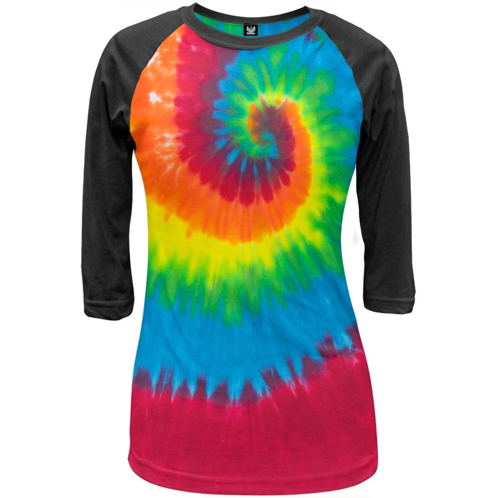 Bright Spiral - Tie-Dye Juniors Raglan Juniors Raglans Old Glory   