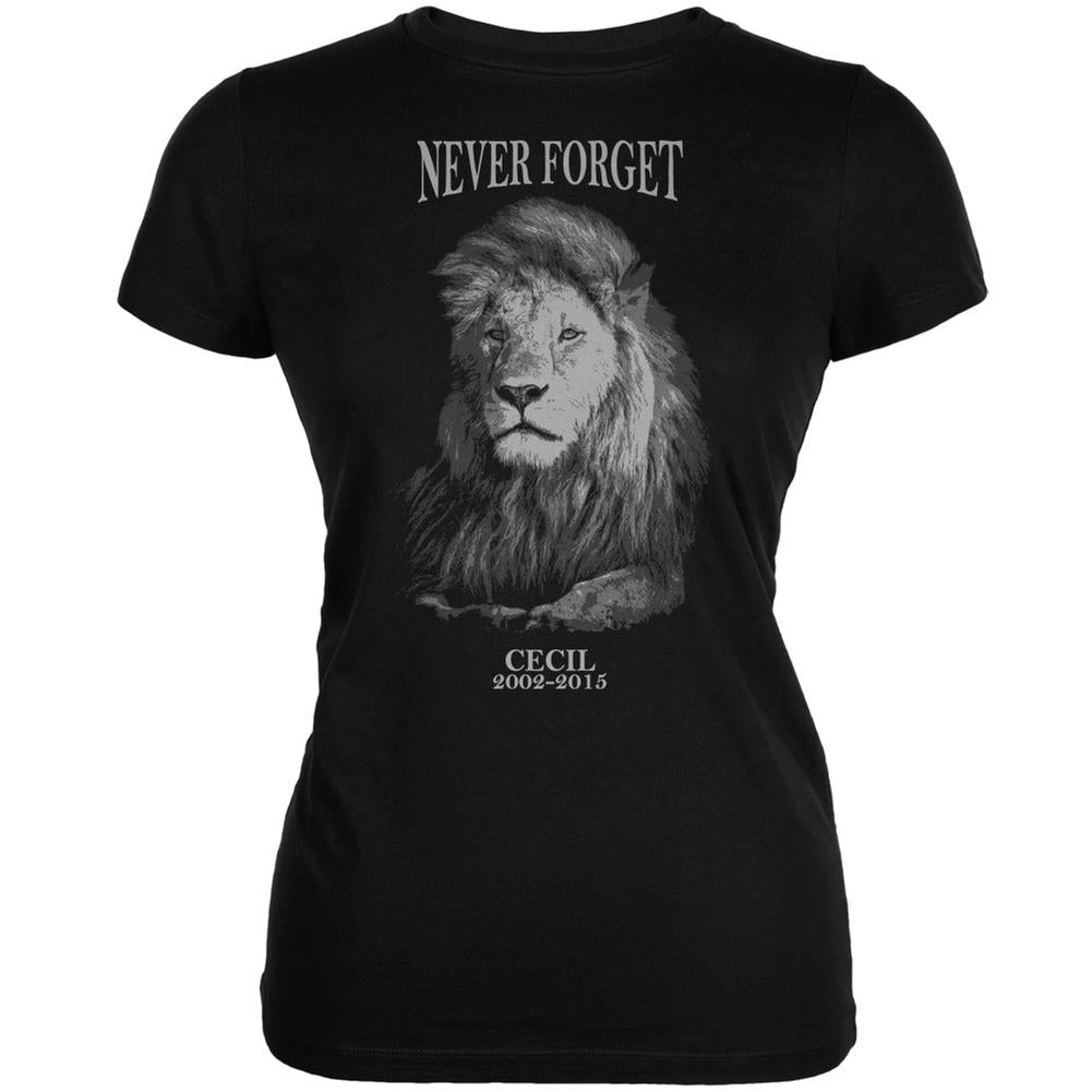 Cecil The Lion Never Forget Black Juniors Soft T-Shirt Juniors T-Shirts Old Glory 2XL Black 