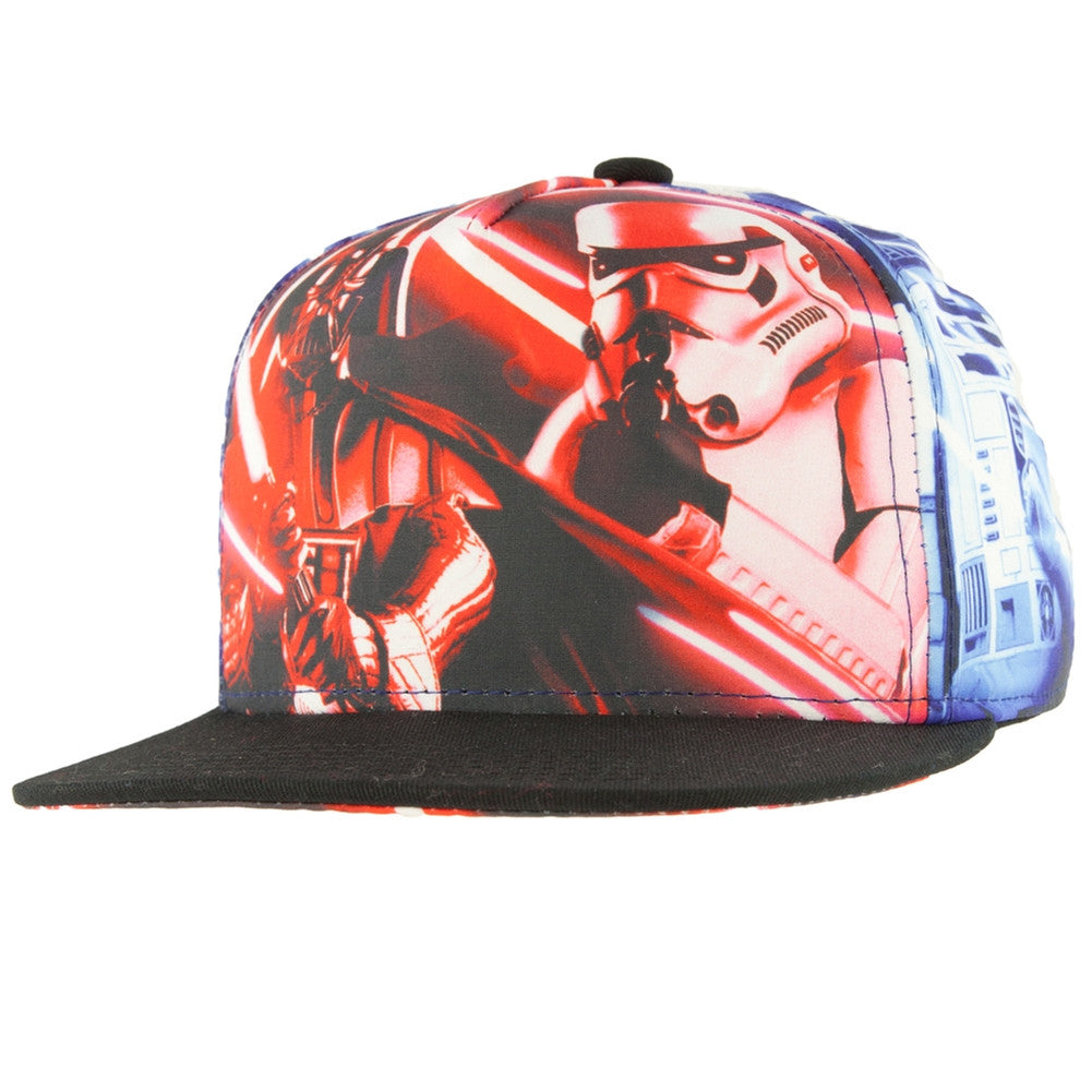 Star Wars - Vader & Storm Trooper Sabers All-Over Kids Adjustable Baseball Cap Adjustable Baseball Caps Old Glory OS Black 