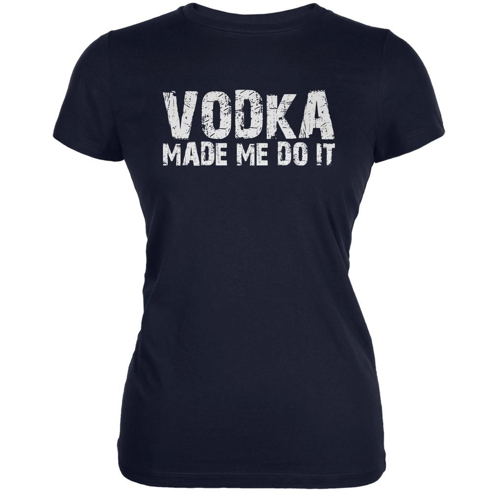 Vodka Made Me Do It Navy Juniors Soft T-Shirt Juniors T-Shirts Old Glory 2XL Blue 