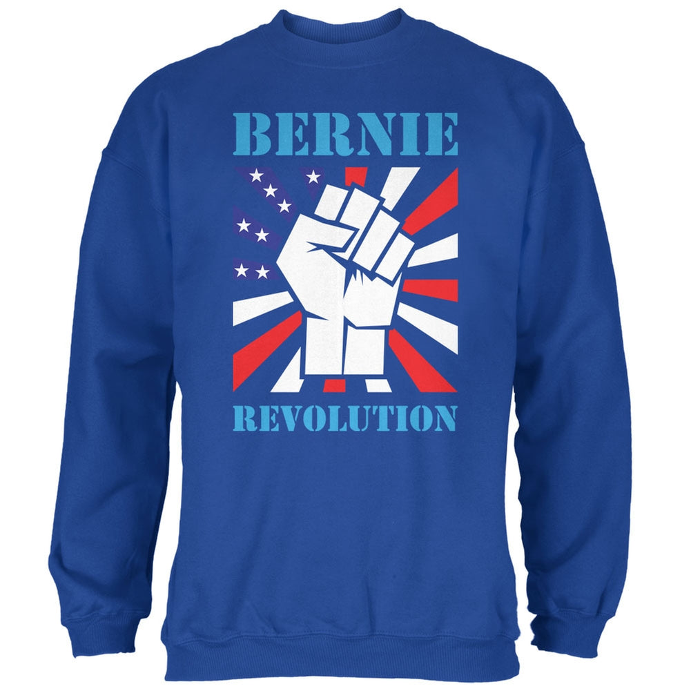 Election 2020 Bernie Sanders Raised Fist Royal Adult Sweatshirt Men's Sweatshirts Old Glory 2XL Blue 