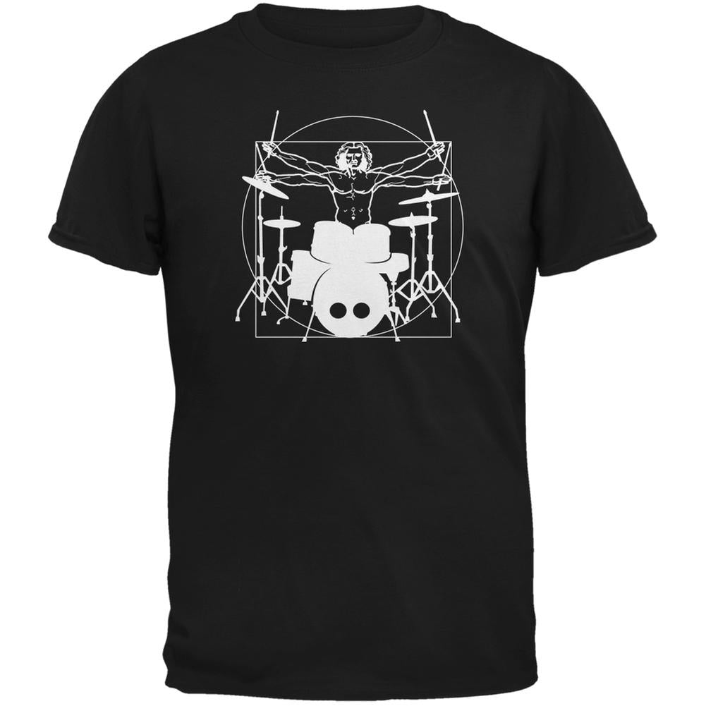 Vitruvian Man Drummer Black Adult T-Shirt Men's T-Shirts Old Glory 2XL Black 