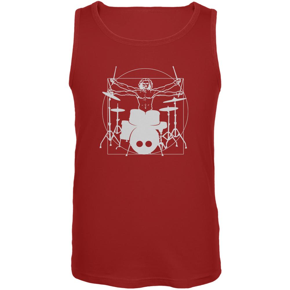 Vitruvian Man Drummer Red Adult Tank Top Men's Tank Tops Old Glory 2XL Red 