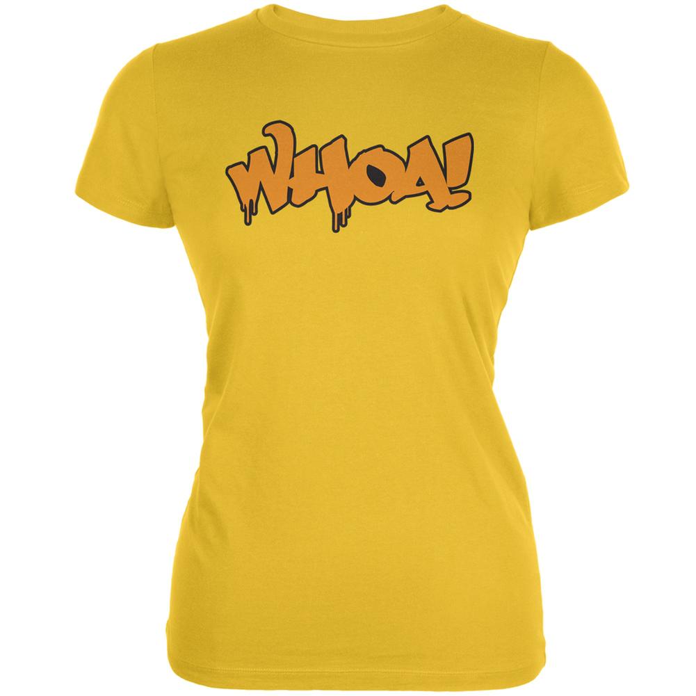 Whoa! Graffiti Bright Yellow Juniors Soft T-Shirt Juniors T-Shirts Old Glory 2XL Yellow 