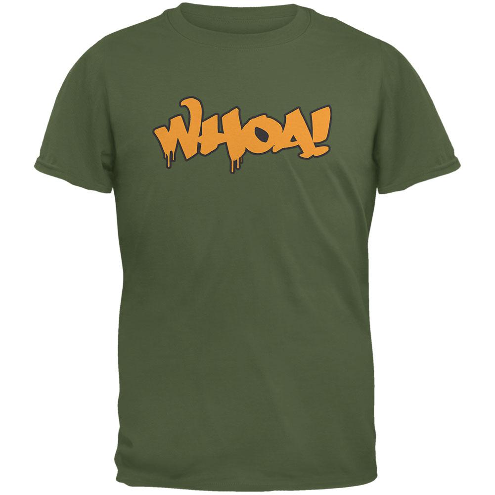 Whoa! Graffiti Military Green Adult T-Shirt Men's T-Shirts Old Glory 2XL Green 