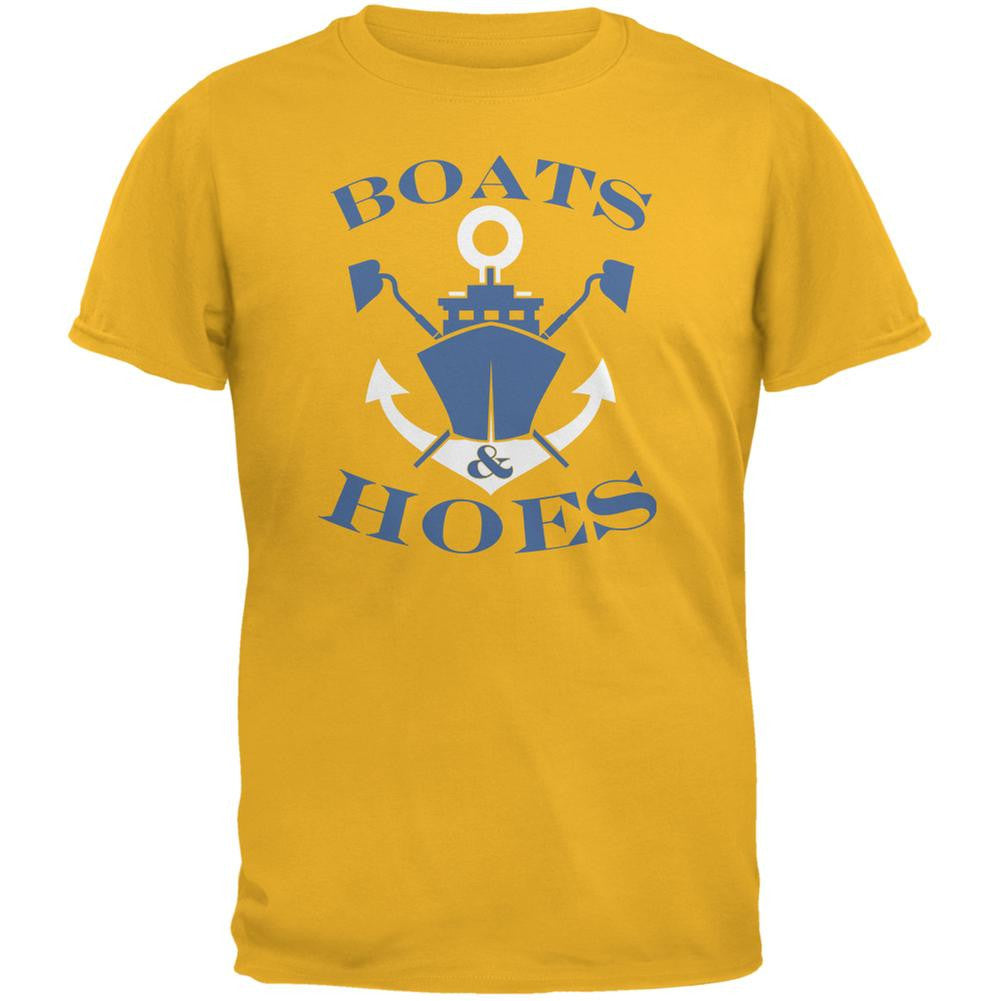 Boats & Hoes Gold Adult T-Shirt Men's T-Shirts Old Glory 2XL Yellow 