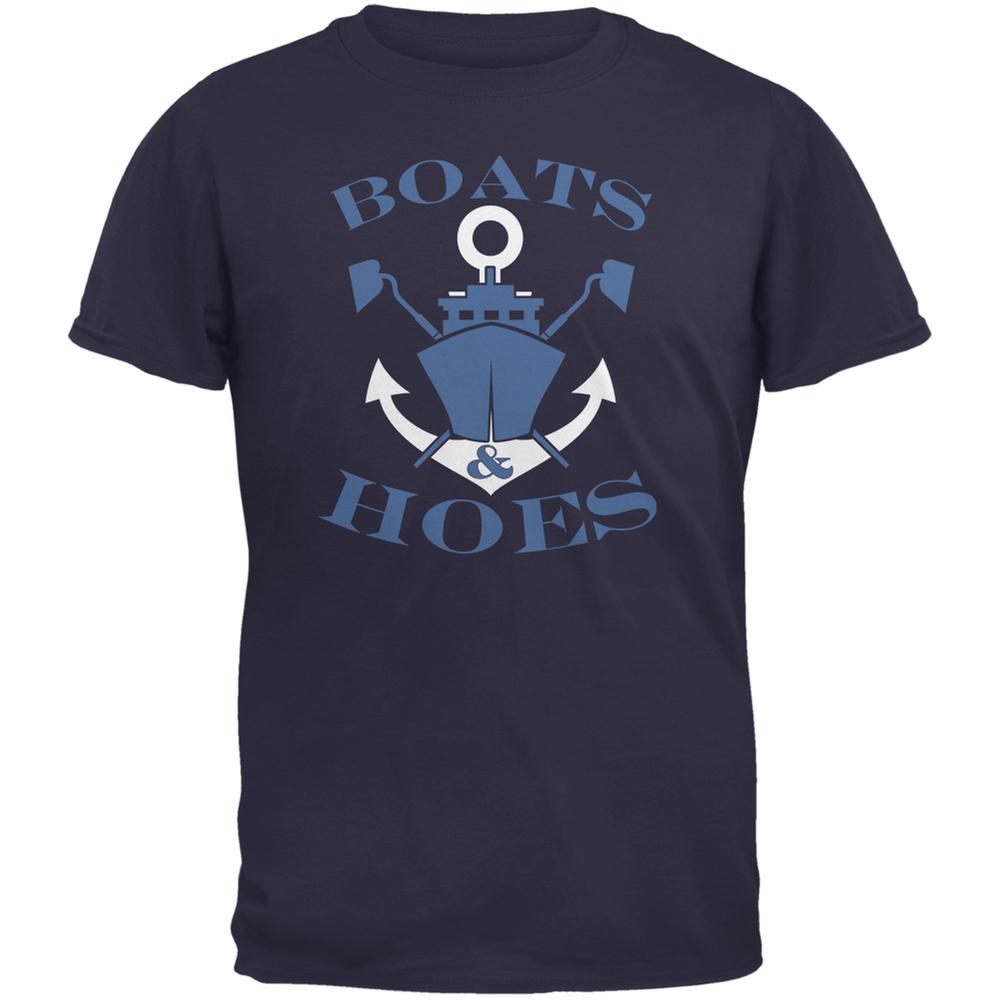 Boats & Hoes Navy Adult T-Shirt Men's T-Shirts Old Glory 2XL Blue 