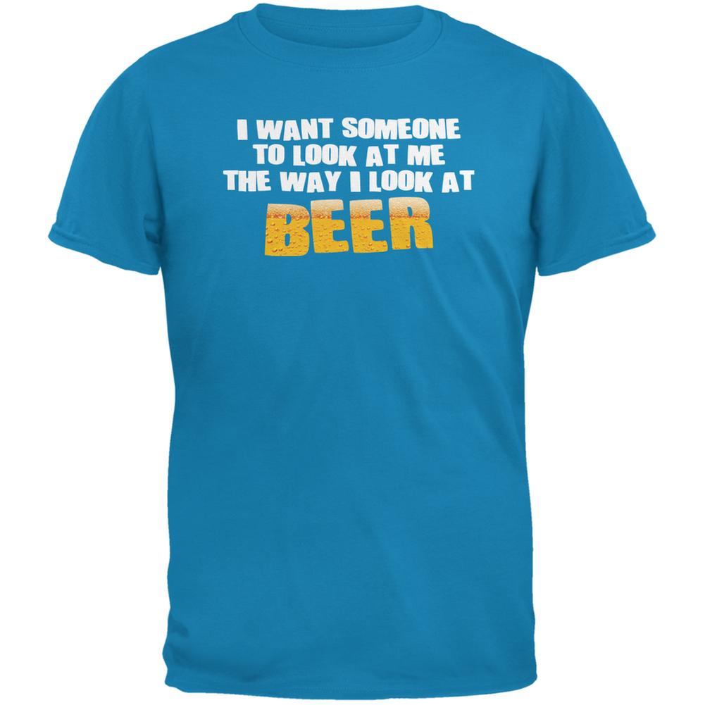 Look At Me Like Beer Sapphire Blue Adult T-Shirt Men's T-Shirts Old Glory 2XL Blue 