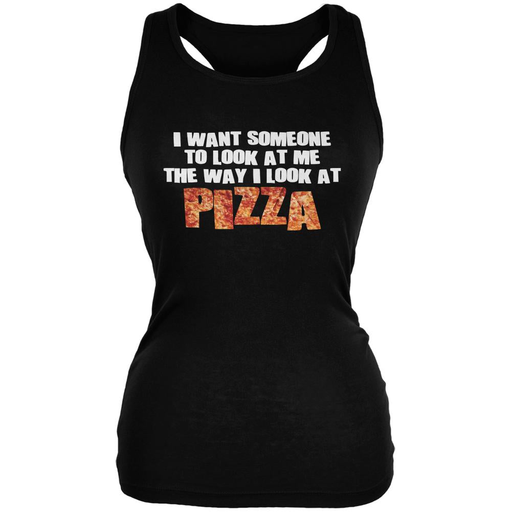 Look At Me Like Pizza Black Juniors Soft Tank Top Juniors Tank Tops Old Glory 2XL Black 