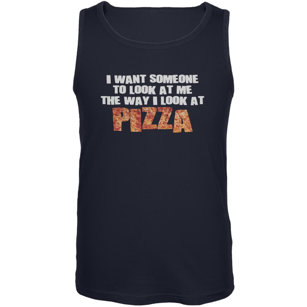 Look At Me Like Pizza Navy Adult Tank Top Men's Tank Tops Old Glory 2XL Blue 