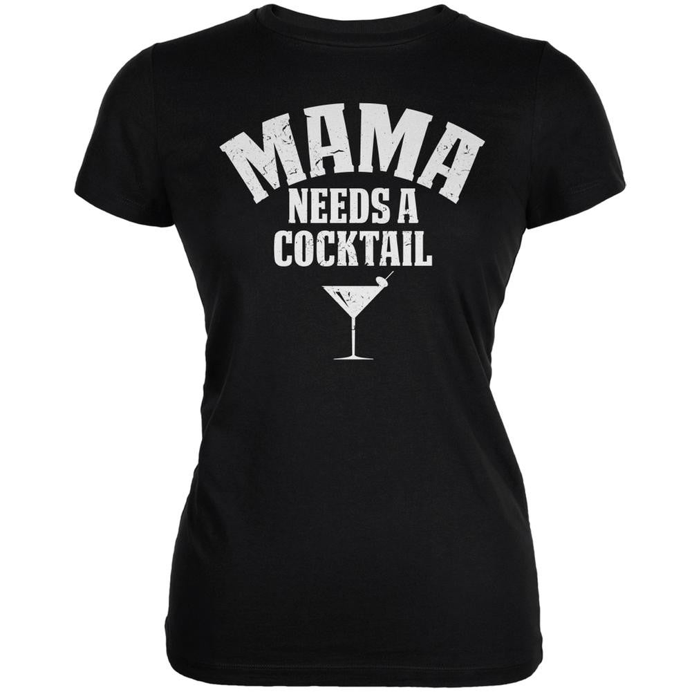 Mama Needs A Cocktail Black Juniors Soft T-Shirt Juniors T-Shirts Old Glory SM Black 