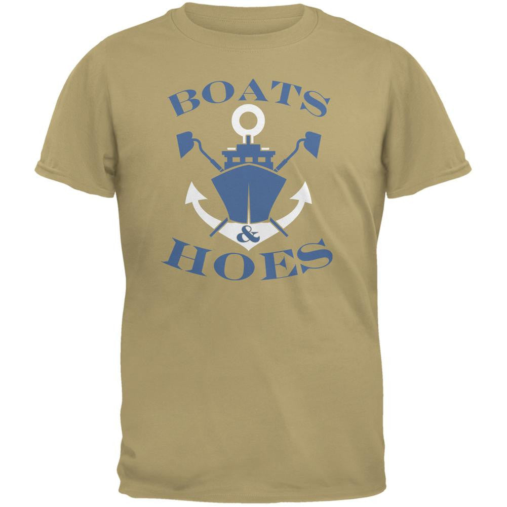 Boats & Hoes Tan Adult T-Shirt Men's T-Shirts Old Glory 2XL Beige 