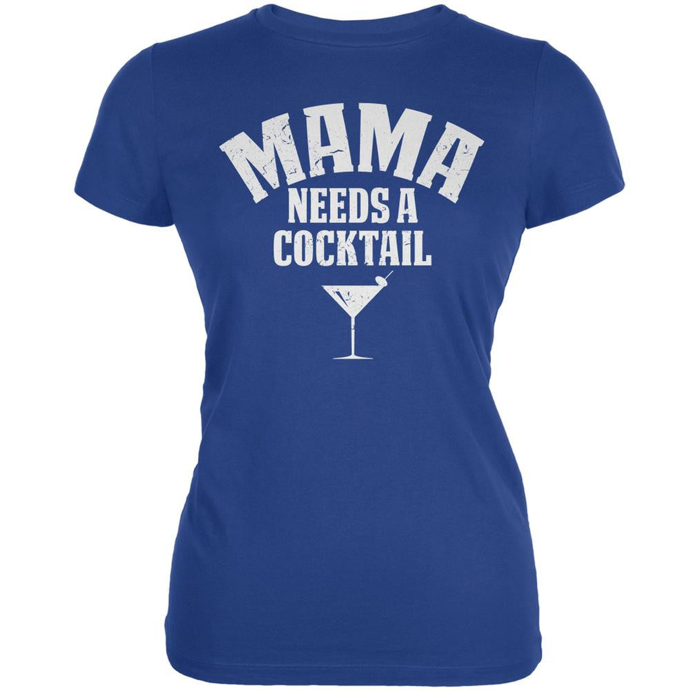 Mama Needs A Cocktail Royal Juniors Soft T-Shirt Juniors T-Shirts Old Glory SM Blue 