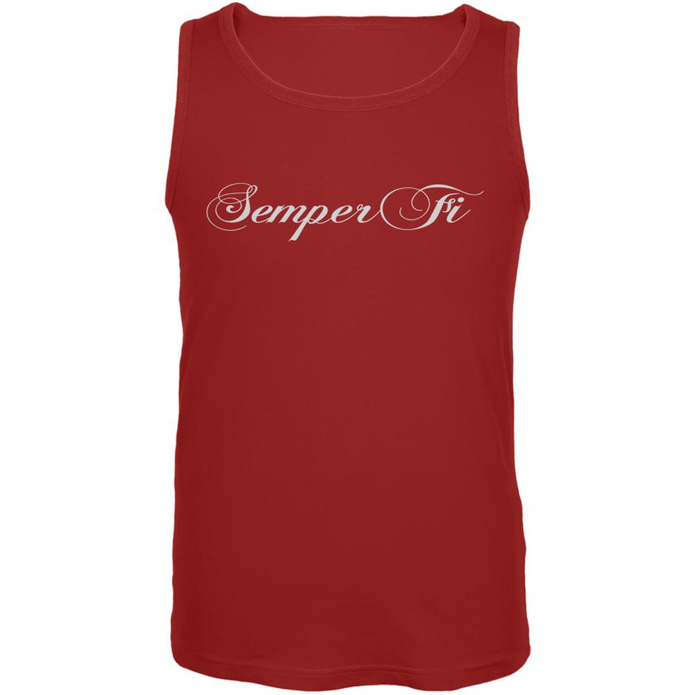 Semper Fi Script Red Adult Tank Top Men's Tank Tops Old Glory 2XL Red 