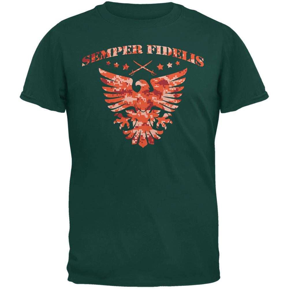 Semper Fidelis Eagle Forest Green Adult T-Shirt Men's T-Shirts Old Glory 2XL Green 