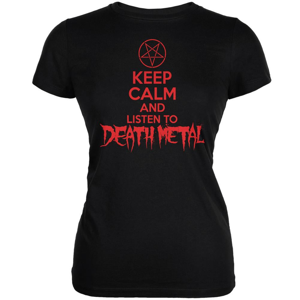 Keep Calm And Listen To Death Metal Black Juniors Soft T-Shirt Juniors T-Shirts Old Glory 2XL Black 